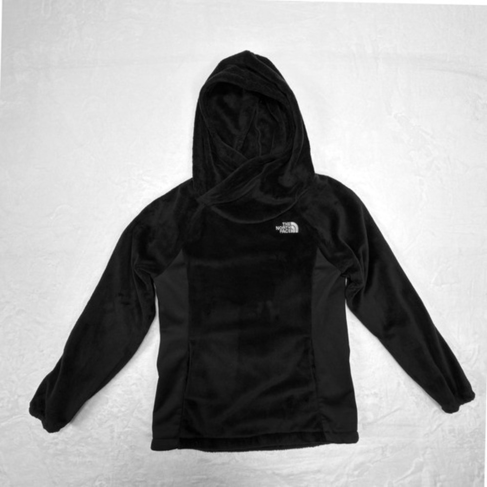 The North Face Osito Cowl Neck Fleece Hoodie High Pile Black Girls M 10/12